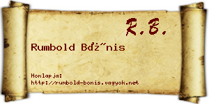 Rumbold Bónis névjegykártya